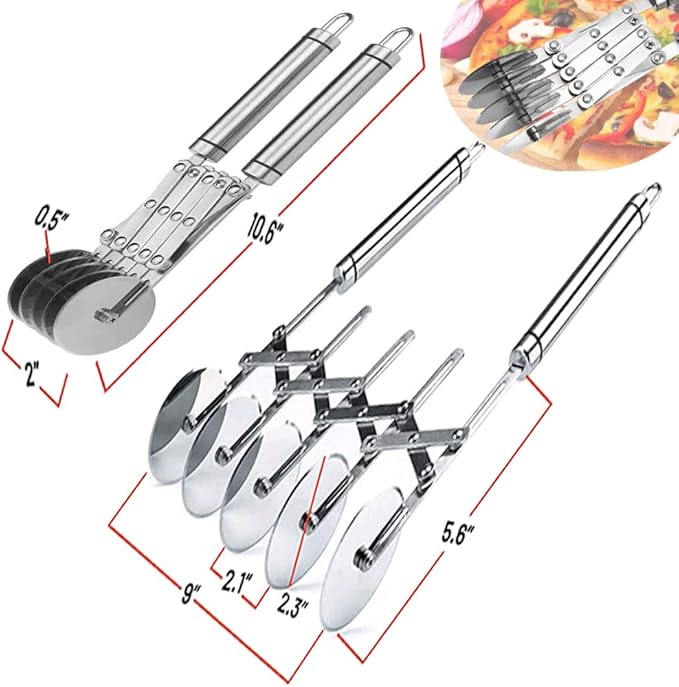 5 Wheel Dough Cutter, Spaghetti And Noodle Slicer, Pastry Cutter Set, multiple pasta roller cutter tools, baking roller adjustable pizza knife slicer, splitter with handle