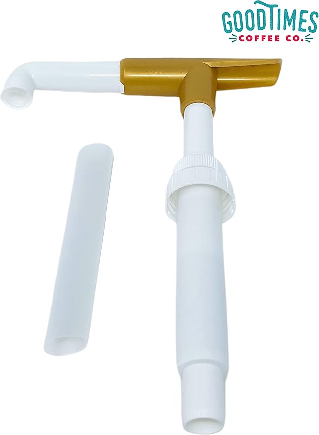 Good Times Coffee Co. Sauce Pump Dispenser (Pack of 2), Fits 87.3 to 90.4 Ounce Bottles, Gold