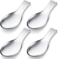Nuanchu 4 Pcs Stainless Steel Spoon Rest Spatula Ladle Holder Spoon for Stove Top Heavy Duty Spatula Holder for Countertop Dishwasher Safe Utensil Rest for Kitchen, 3.8 x 9.6" (Silver)