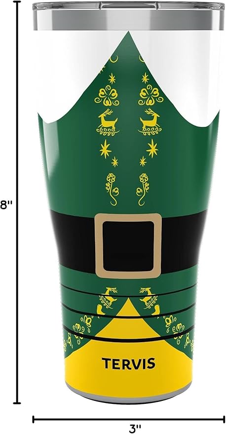 Tervis Traveler Elf Buddy Suit Triple Walled Insulated Tumbler Travel Cup Keeps Drinks Cold & Hot, 30oz, Stainless Steel