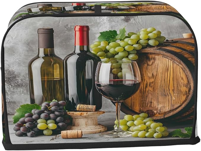 Retro Red Wine Fruit 2 Slice Toaster Cover Dust And Fingerprint Bread Maker Cover Bakeware Protector Washable Appliance Covers Kitchen Accessories For Home Kitchen Women Gift