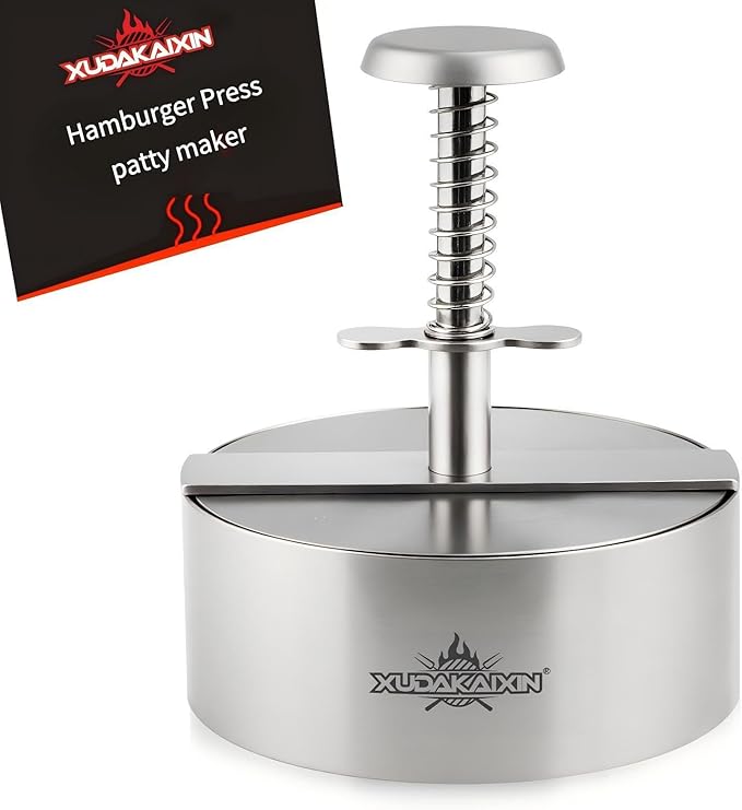 Hamburger press patty maker,304 Stainless Steel Burger Press, Non-Stick Patty-Making molds Suitable for Beef, Vegetables, and Burgers. BPA-Free,Dishwasher Safe (4.5")