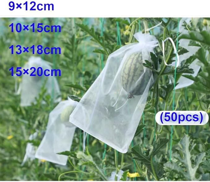 100pcs High-Density Nylon Mesh Bags for Fruits & Vegetables - Waterproof Insect Protection Net - 4(15x20cm)