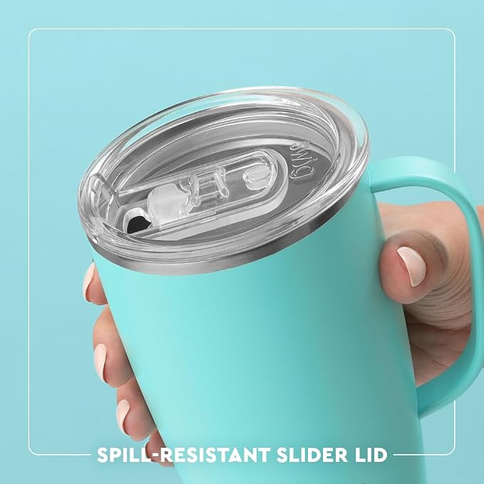 Swig Life 18oz Travel Mug, Insulated Tumbler with Handle and Lid, Cup Holder Friendly, Dishwasher Safe, Stainless Steel, Travel Coffee Cup (Primrose)
