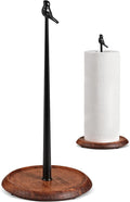 Wooden Paper Towel Holder countertop, Stylish Bird Shaped,Solid Wood Base&Iron Top, with Non-Slip Mat, Stable&Durable,Paper Towel Holder Farmhouse Style to Elevate Your Kitchen's Décor (Black)
