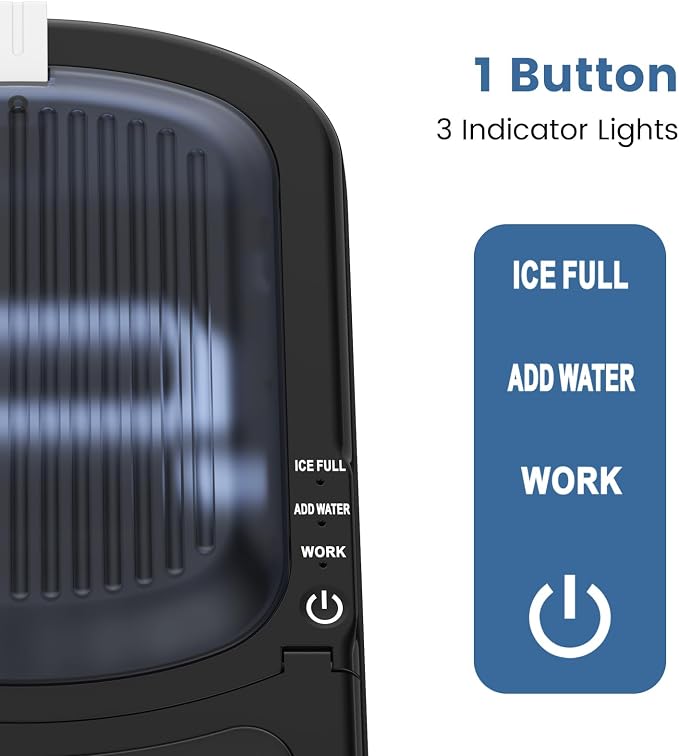 Electactic Bullet Ice Maker, 18Lbs/Day Compact Countertop Ice Makers, Removable Lid Easy to Clean, Fast 6Pcs Bullet Ice in 8 Mins, Self-Cleaning & Low Noise for Office, Bedroom, RV(Black)