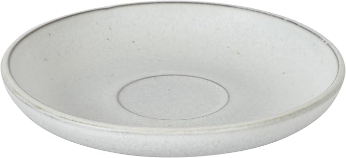 Gibson Elite William Crest 8 Piece Cup & Saucer Set, 4 Stoneware Cups & 4 Saucers, Reactive Glaze Finish, 3.5oz Espresso Cups, 5.5” Saucers, Round Coffee Set, Microwave & Dishwasher Safe - Ash White