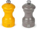 Peugeot Bistro Pepper and Salt Mill Set, 4in - Essential Kitchen Tools with Adjustable Grinding Precision, Beechwood Mills - Enhance Flavors in Everyday Cooking (Saffron/Grey)