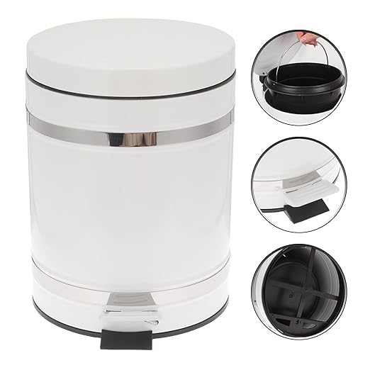 DOITOOL Bathroom Trash Can with Foot Pedal and Lid, 12l Round Roman Pattern Waste Bin for Home and Office Use