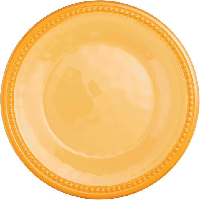 UPware 12 Piece Beaded Melamine Dinnerware Sets, Outdoor Dishes Set, Plates and Bowls Sets, Service for 4, Yellow