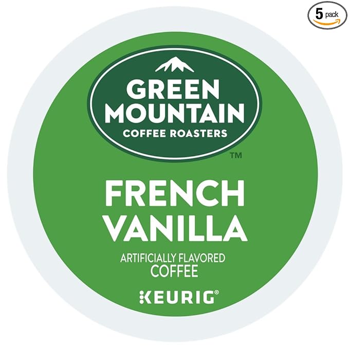 Green Mountain Coffee, French Vanilla, Single-Serve Keurig K-Cup Pods, Light Roast Coffee, 120 Count (5 Boxes of 24 Pods)