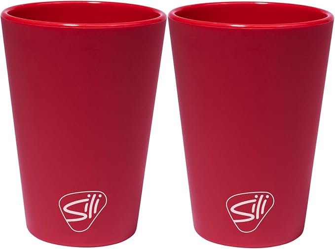 Silipint 1.5oz Silicone Shot Glasses – Pack of 2 Unbreakable, BPA-Free, Non-Toxic, Dishwasher & Freezer Safe Cups – Colored Shot Glasses for Cold Beverages, Cocktails, Travel, Party (Classic Red)