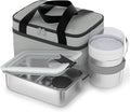 Bakpoco Stainless Steel Bento Lunch Box Set for Adult - 42oz Leak-Proof Bento Lunch Box Container with Thermo, Insulated Bag for Work Travel Dining Out