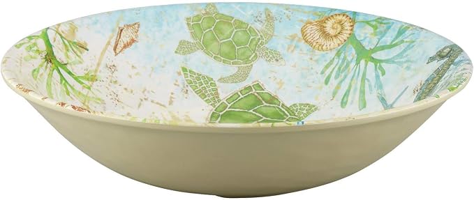 UPware 16 Piece Sea Turtle Melamine Dinnerware Sets, Outdoor Dishes Set, Plates and Bowls Sets, Service for 4, Multicolor