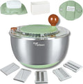 Stainless Steel Salad Spinner Large, BPA-Free Lettuce Spinner, 3-in-1 Salad Bowl & Fruit Cleaner with Non-Slip Base, Dishwasher Safe, 5 Blade Slicer & Egg Yolk Separator, 5.3Qt