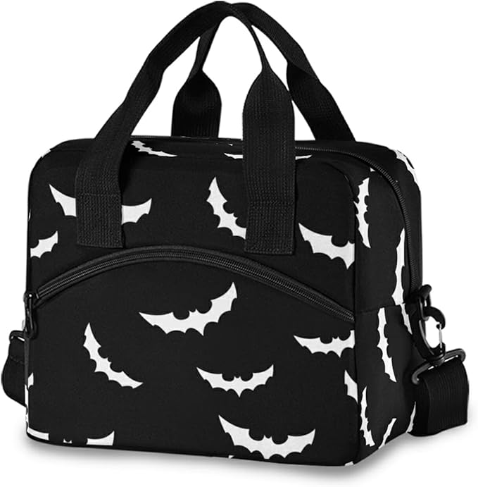 Bats halloween Insulated Lunch Bag Reusable Lunch Tote Bag Cooler Bag for Women Men Adult Lunch Box with Adjustable Shoulder Strap Leakproof Lunch Bag for Work School Picnic Camping