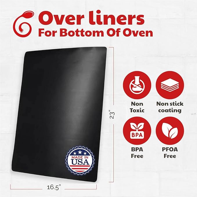 Cooks Innovations MADE IN USA Non-Stick Oven Protector Mat - Heavy Duty Nonstick Oven Rack Liners to Protect Convection, Electric, Gas, & Microwave Ovens - BPA & PFOA Free Heat Resistant Baking Mat