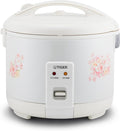 Tiger JNP-0550-LF 3 Cup Capacity White Rice Cooker with Non-Stick Inner Pot, Retractable Power Cord, and Keep Warm up to 12 hours (Flower)