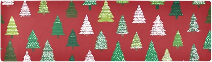 Christmas Trees White Green Trivet Table Runner Heat Resistant 230F for Hot Dishes Pots Plates Kitchen Dining Table Protector Decorative 39.37 X 11.8 Inch