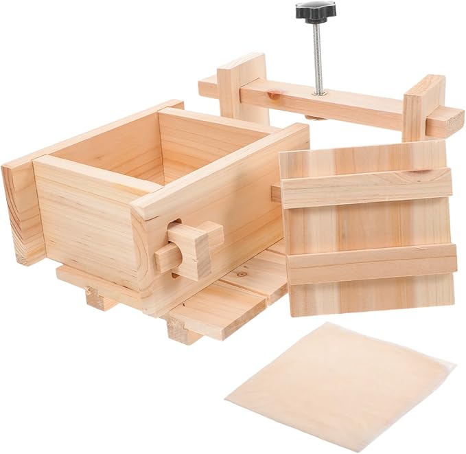 DIY Tofu Press Mold for Homemade Tofu Wooden Making Tool with Cheesecloth for Easy Soybean Curd Creation for Home Kitchen Lovers