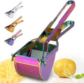 QRU Large Potato Ricer, Heavy Duty Stainless Steel Potato Masher for Commercial and Home Use, Fruit Press Baby Food Masher (Rainbow)