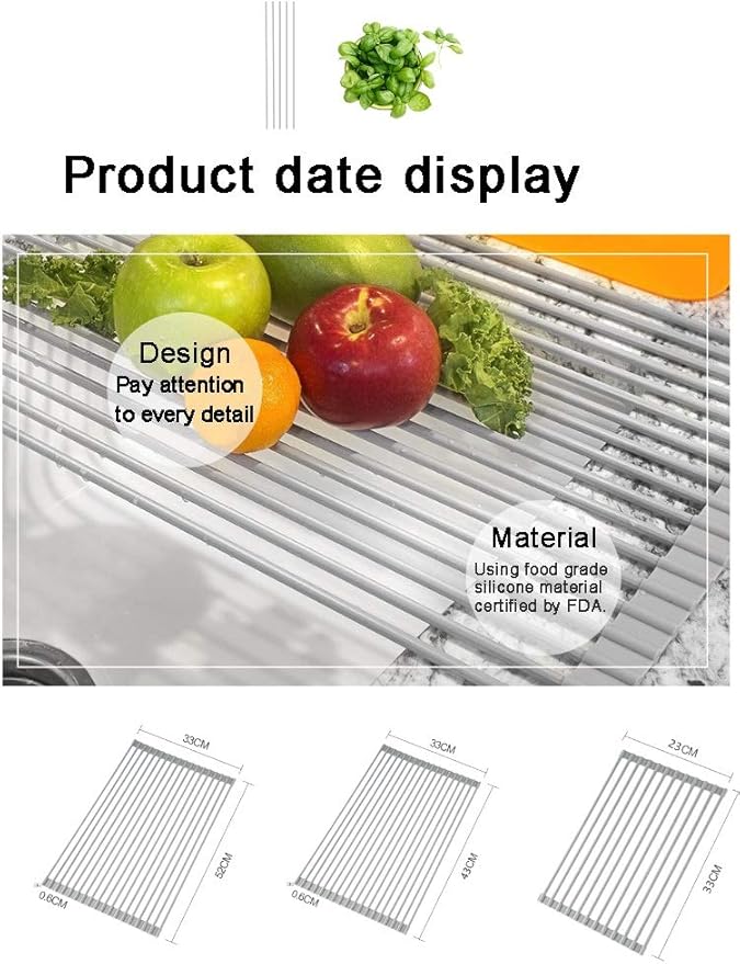 Stainless Steel Roll Up Dish Drying Rack Drying Dish Rack Dish DrainerFree Over The Sink Dish Drying Rack Foldable 3pcs(33 * 52cm)