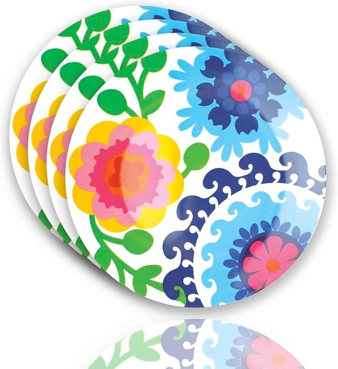 French Bull Plates - 4 Piece Set - 11 inch Melamine Dinner Plate Set - Melamine Dinnerware for Indoor and Outdoor - Sus