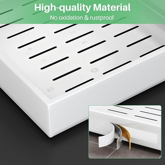 Pull out Cabinet Organizer,21"Deep, 20"Wide Heavy Duty Full-Extension Slide out Drawers Fixed with Nano Adhesive,Roll Out Shelves Sliding Cabinet for Kitchen,Bathroom,Pantry,under sink Storage(White)