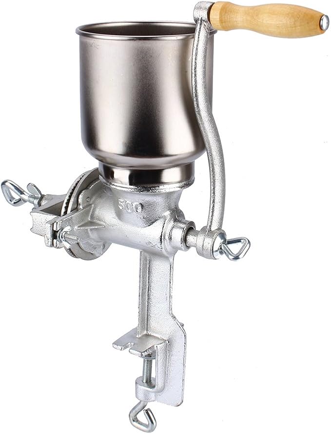 Grain Grinder, Cast Iron Manual Crank Grain Mill Grinder Cereals Corn Flour Pulverizer Powder Machine for Dry Grains Coffee Rice