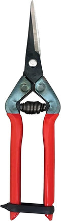 CHIKAMASA T-55CR, Professional Trimming Precise Curved Blade Scissors, Carbon Steel with razor-sharp edges, Curved Blade for precise trimming, harvesting vegetables and fruit, Black/Red