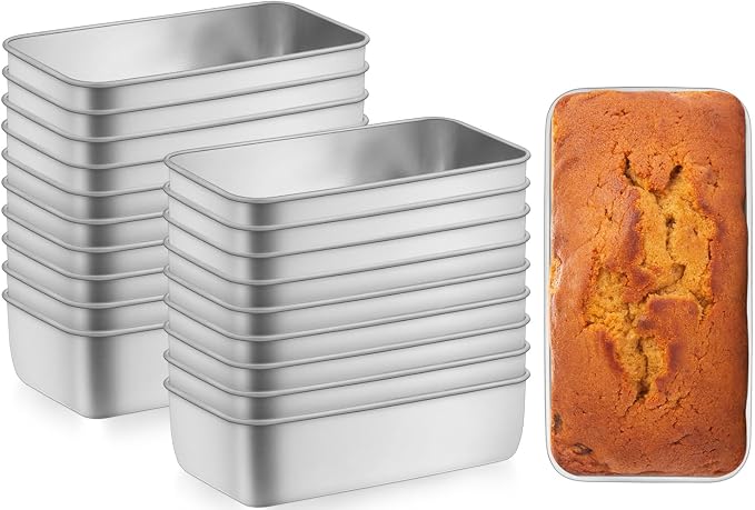 Leonyo Non-Toxic 9x5IN Stainless Steel Loaf Pan for Baking Bread,20 Pack | Metal Sandwich Bread Loaf Pans, Bread Pan Tins for Homemade Meatloaf Cakes Brownies Lasagnas, Dishwasher Oven Safe