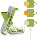 Eletronova Safe Mandoline Slicer for Kitchen, Vegetable Slicer for Kitchen，Kitchen Food Slicer, French Fry Cutter Julienne Dicer for Vegetables Grey (White & Green)