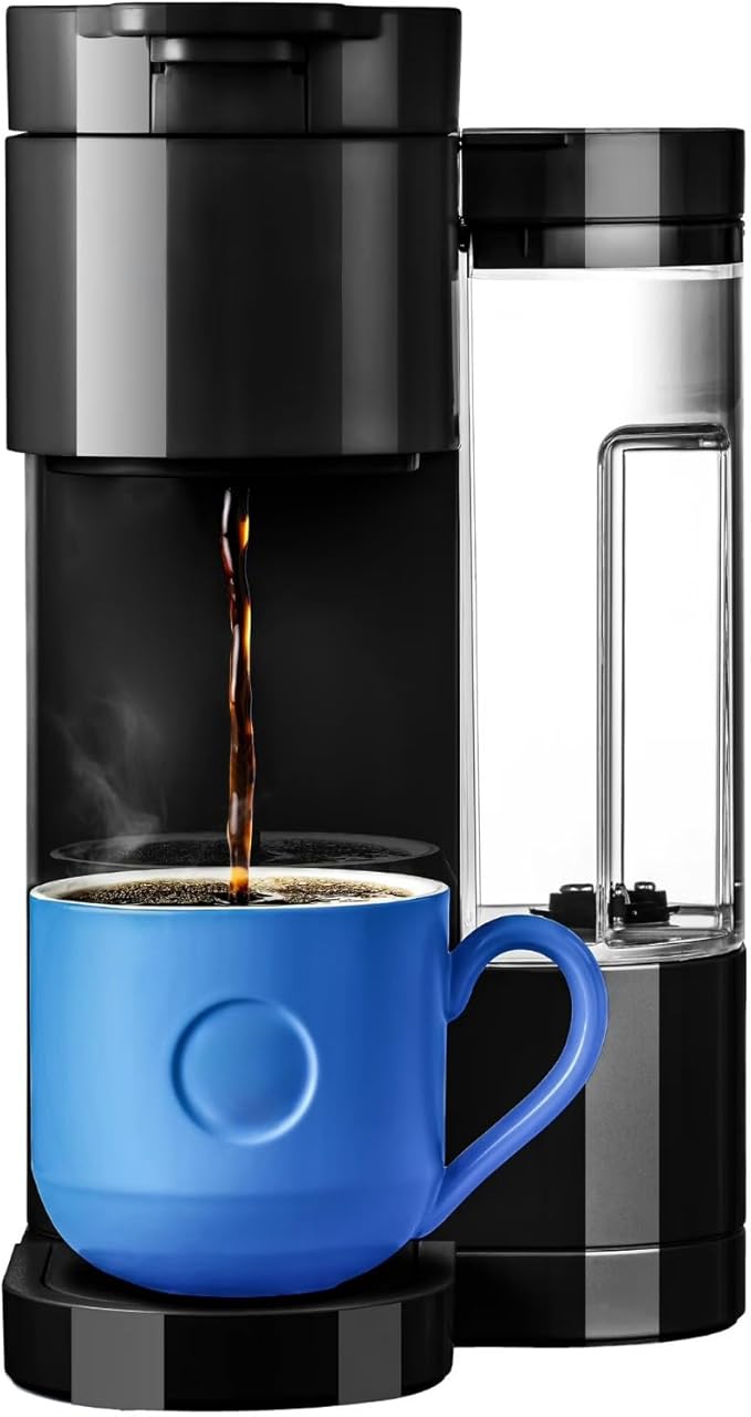 K-Express Essentials Single-Serve KCup Pod Coffee Maker 3 Cup Sizes Fast Fresh Brew 30oz Removable Water Reservoir Travel Mug Friendly Maintenance Alert Space-Saving (Black)