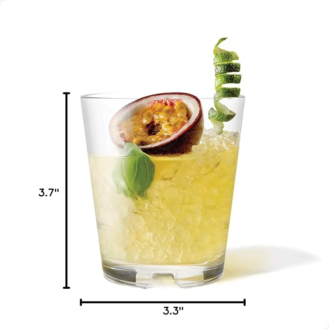 TOSSWARE RESERVE 12oz Stacking Double Old Fashioned, SET OF 4, Premium Quality, Tritan Dishwasher Safe & Heat Resistant Unbreakable Plastic Old Fashioned Glasses, Clear (Pack of 2)