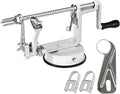Apple Peeler, Slicer Corer Potato Peelers 3 In 1, Stainless Steel Heavy Duty with Suction Cup Base And 3 Extra Blades (White)