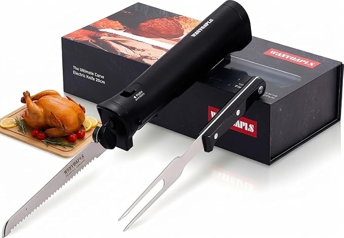 Cordless Electric Knife – Rechargeable Electric Knives with Safety Lock, Ergonomic Handle, Versatile Bread Slicer, Bread Knife for Effortless Carving of Meats, Cheese – Perfect for Kitchen Use