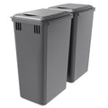 2-Pack 35 Quart Trash Can with Lid, 9.25 Gallon Recycle Waste Garbage Container for Kitchen Cabinet Pullouts, Plastic Bins for Home and Office, Gray