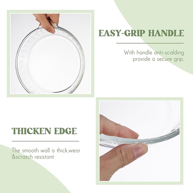 Uiifan 4 Pack 7.5 Inches Mini Glass Pie Pan for Baking Clear Pie Plate with Handles Round Glass Dish for Baking and Serving, Snacks, Salads, Desserts