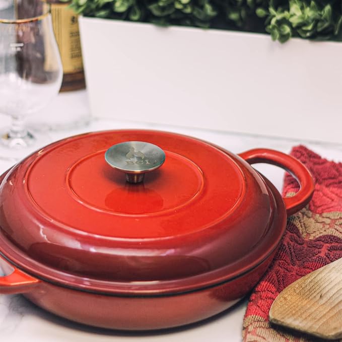 Enameled 2.25 Quart Signature Cast Iron Braiser with Lid