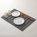 Large Stone Drying Mat for Kitchen Counter, 24''L x 16''W Diatomaceous Earth Collapsible Dish Drying Mat, Quick Drying Mat, Glasses and Flatware, Matches Any Countertop (Dark Gray, 24'' x 16'')