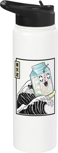 Happy Milk Carton Surfing Kanagawa Wave Kawaii Aesthetic Stainless Steel Insulated Water Bottle