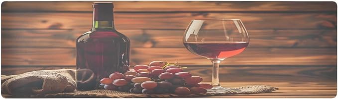 Red Wine Glass and Grape in Basket in Wooden Trivet Table Runner 40 Inches Long Trivet for Hot Pots and Pans/Hot Dishes,Table Protector Heat Up to 230F, Decorative Hot Plates Mat for Kitchen Counterto