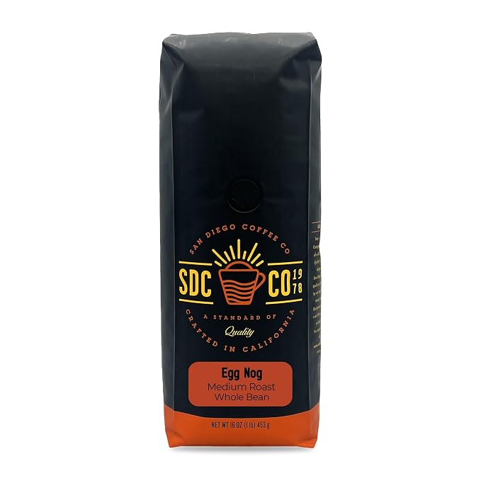 San Diego Coffee Egg Nog, Medium Roast, Whole Bean Coffee, 16-Ounce Bag Café en grano tostado