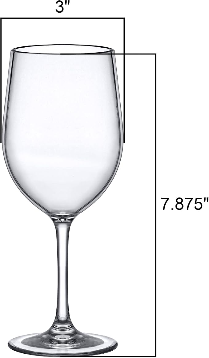 Amazing Abby - Clara - 12-Ounce Unbreakable Tritan Wine Glasses (Set of 6), Plastic Wine Glasses, Reusable, BPA-Free, Dishwasher-Safe, Perfect for Poolside, Outdoors, Camping, Picnic, and More
