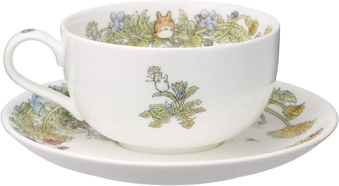 Noritake T97285A/4660-2 Milk Tea Cup & Saucer, 11.8 fl oz (325 cc), My Neighbor Totoro, Dandelion, Microwave Safe, 1 Guest, Bone China