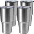 HASLE OUTFITTERS 30oz Stainless Steel Tumbler, Double Wall Vacuum Insulated Travel Mug Tumbler, Durable Insulated Coffee Mug, Gift Box Set (Silver, 4)