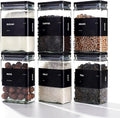 APT 1101 Glass Storage Jars with Bamboo Lid, glass canisters with airtight lids, Clear jars with lids for Spice, Cookie, Candy, Tea, Coffee Bean and Rice (Black, 26 oz, Set of 6)