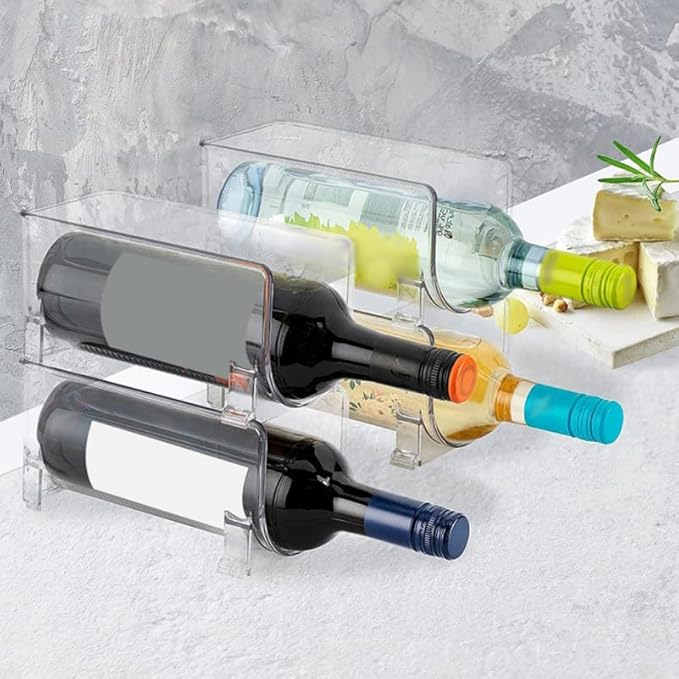 Cabilock Stackable Drawer Style Wine Rack 2-Pack Compact Bottle Holder Organizer 8.07X3.93X4.01In for Kitchen Bar Home Party Events
