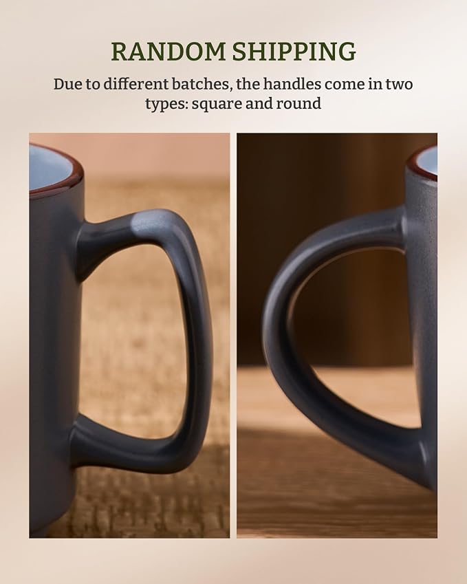 famiware Coffee Mugs Set of 6, Nebula 14oz Coffee Mugs, Ceramic Cup Set with Handle for Latte, Tea, Milk, Cappuccino, Cocoa, Charcoal