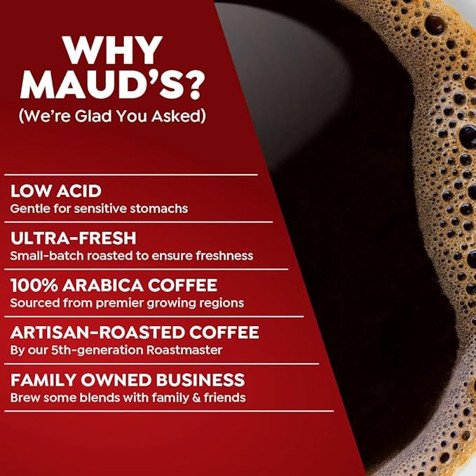 Maud's Medium Roast Coffee Pods, 18 ct, Single Serve Pods – 100% Arabica Coffee, Compatible with Keurig K Cups Maker